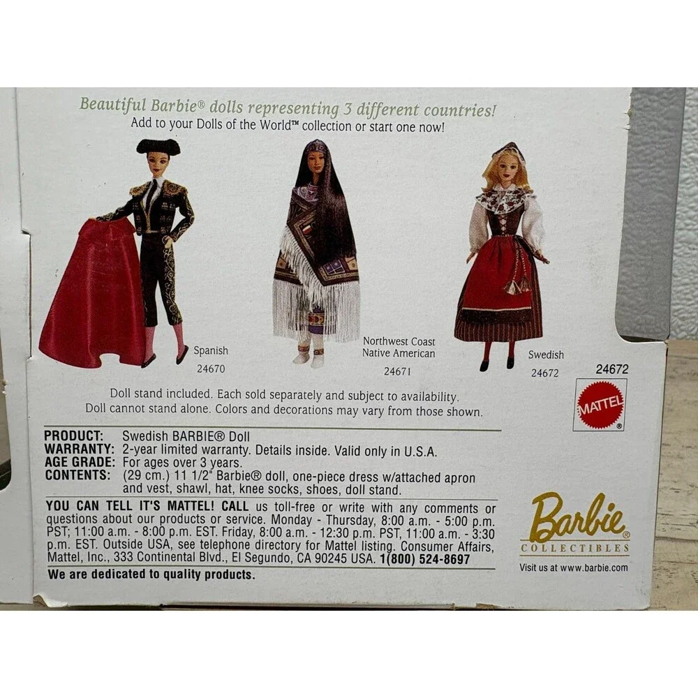 Vtg 1999 Mattel Swedish Barbie Doll 12